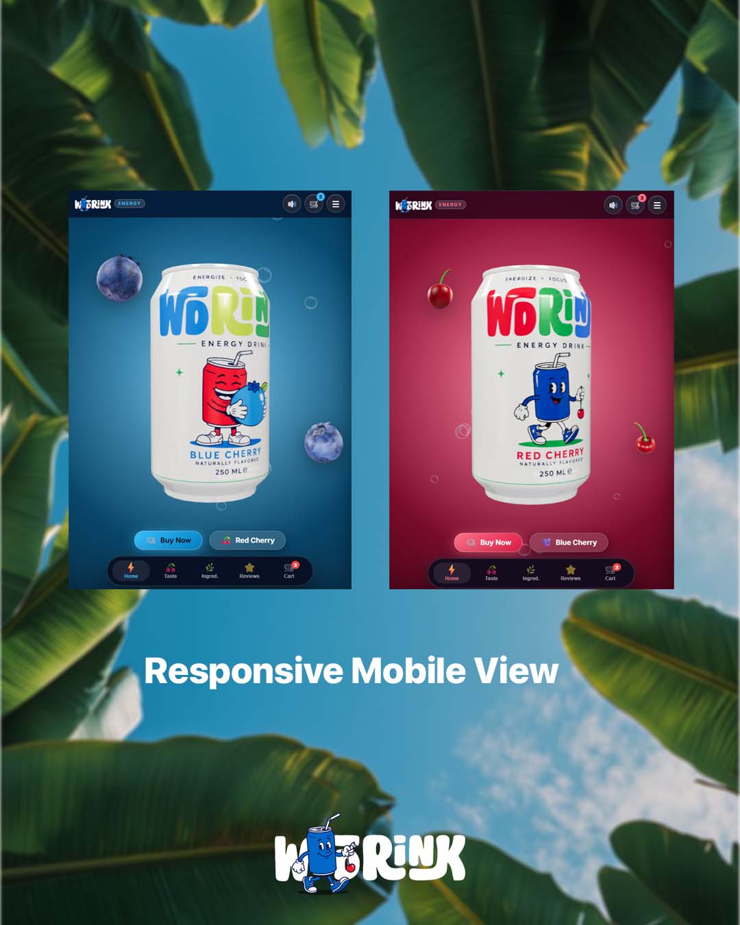 WDRINK website showcase on phones